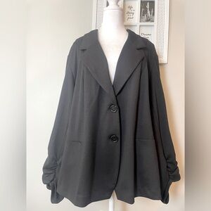 Cato Women’s Black Blazer w/Ruched Sleeves Size 26/28